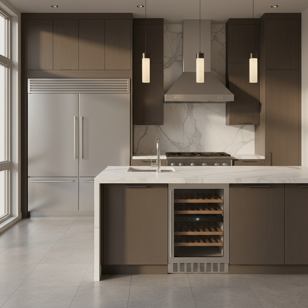 Premium Saratoga kitchen with built-in refrigerator